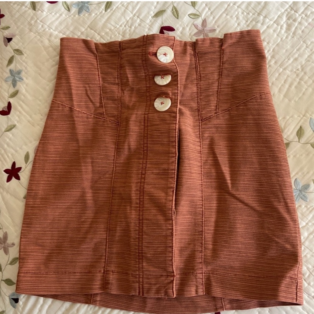 Stylish Free People Brown Button-Up Skirt